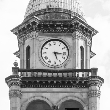 Clock Towers In Black And White