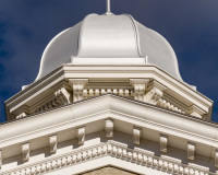 An image of the Nevada State Capitol cupola.  Designed by Joseph Gosling and completed in 1871, the Italianate structure, located in Carson City, was expanded in 1905 and completely rebuilt between 1977 and 1981.  The Nevada State Capitol is one of three capitols in the nation in which the state legislature does not meet, as the legislature convenes in a separate building completed in 1971.  The Nevada State Capitol is listed on the National Register of Historic Places.  This image © Capitolshots Photography/TwoFiftyFour Photos, LLC, ALL RIGHTS RESERVED.