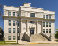 An image of the Hill County Courthouse in Havre, Montana.  The Havre courthouse, a stone Classical Revival structure, was designed by Frank E. Bossuot.  The Hill County Courthouse was built in 1915.  This image © Capitolshots Photography/TwoFiftyFour Photos, LLC, ALL RIGHTS RESERVED.